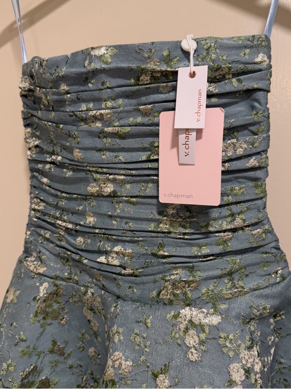 V. Chapman The Ellerie Dress Slate Blue Cheverny Brocade Size 2 NEW! With tags! - Picture 6 of 12